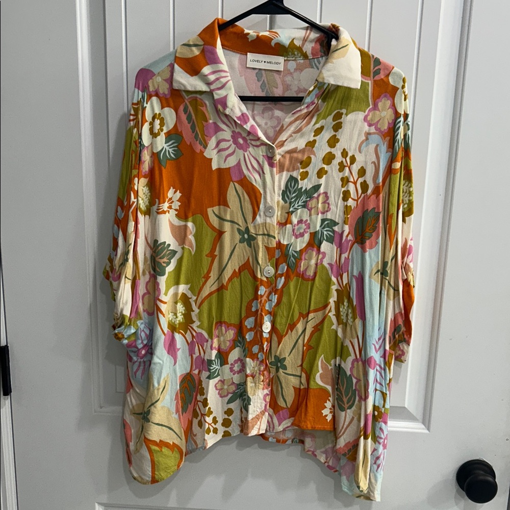 Lovely Melody Multicolor Floral Button-Down Shirt